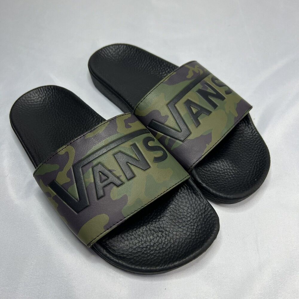 Vans Men's Camo Slides Slip-On Sandals Black Green Brown Size 7 - Picture 3 of 9